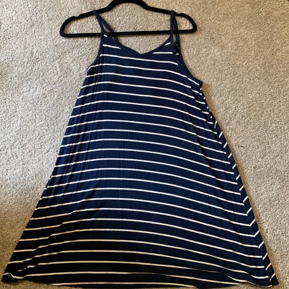 Small blue and white striped dress